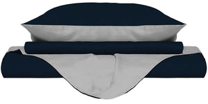 Copripiumino con Sacco e Federe Doubleface Blu Scuro/Grigio Chiaro 1 Piazza e Mezzo