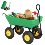 Carrello da giardino pieghevole ¨C zephmum ¨C 75L plastica ruote pneumatiche verde scuro