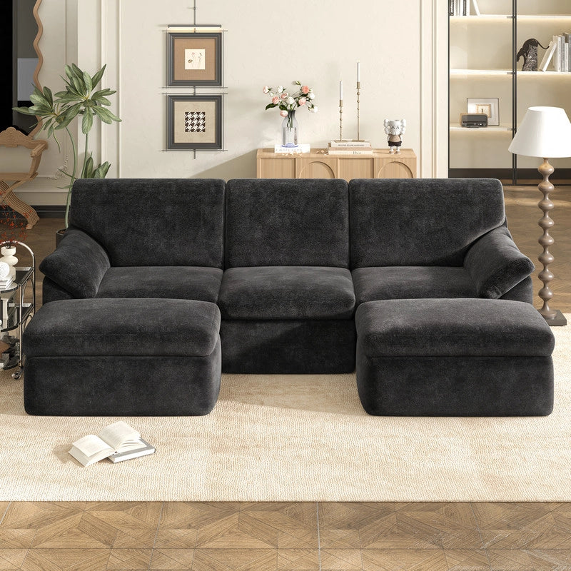 COMPONENTI PER DIVANO MODULARE OVERSIZE PER SOGGIORNO O CAMERA DA LETTO, GRIGIO SCURO