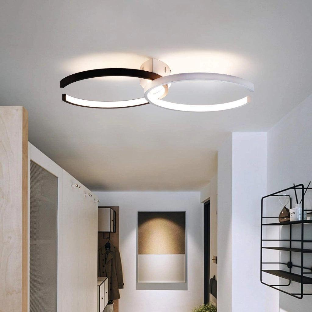 ZMH Lampada da soffitto 55cm ferro bianco nero per soggiorno sala pranzo camera letto