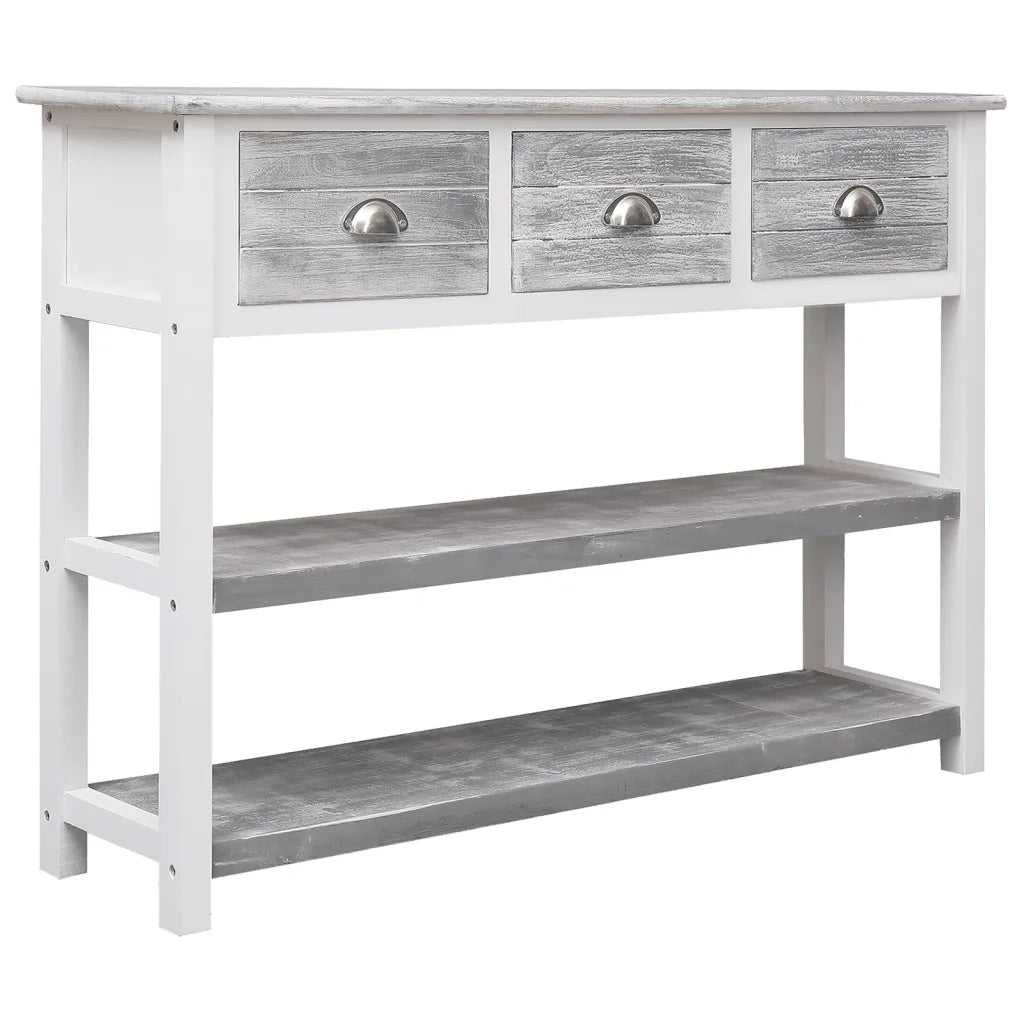 Credenza Grigio Antico 108x30x76 cm Legno Massello di Paulownia cod mxl 17667