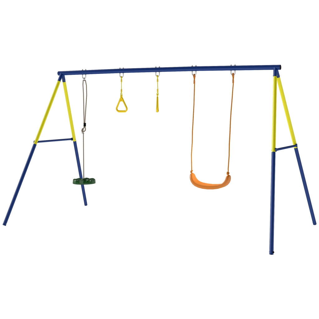 Altalena da Giardino per Bambini 3-8 Anni ¨C zephmum ¨C Acciaio e PE, 285x160x181 cm, Multicolore