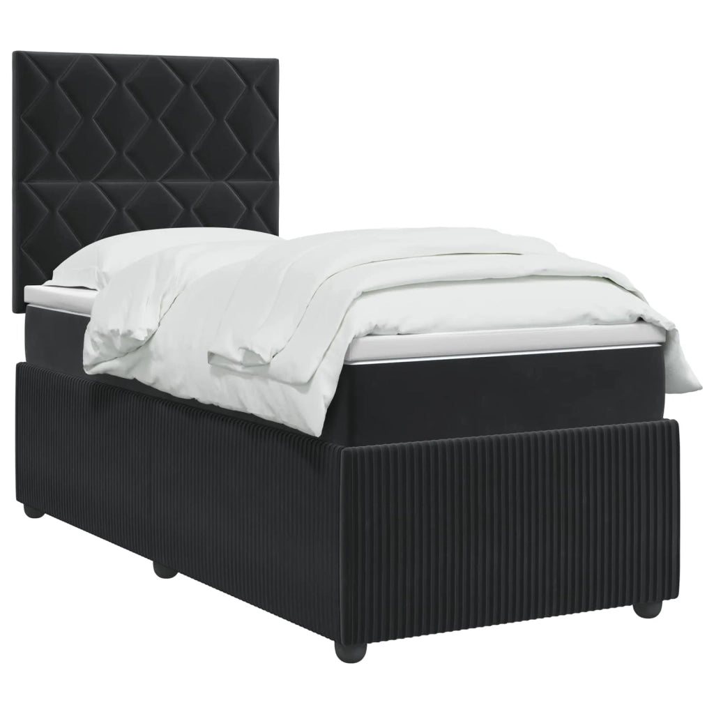 Letto box spring con materasso Nero 90 x 200 cm Velluto 3454537