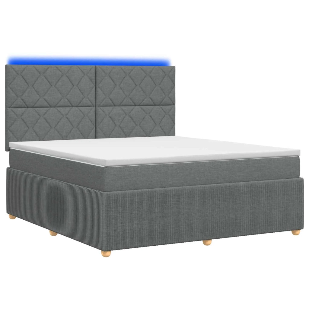 Letto Box Spring LED con Materasso Grigio Scuro 180 x 200 cm 3455924
