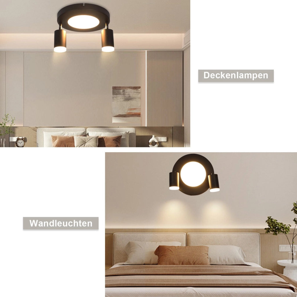 ZMH Faretto da soffitto 2 fiamme nero 3000K faretto da soffitto lampada da camera da letto per corridoio
