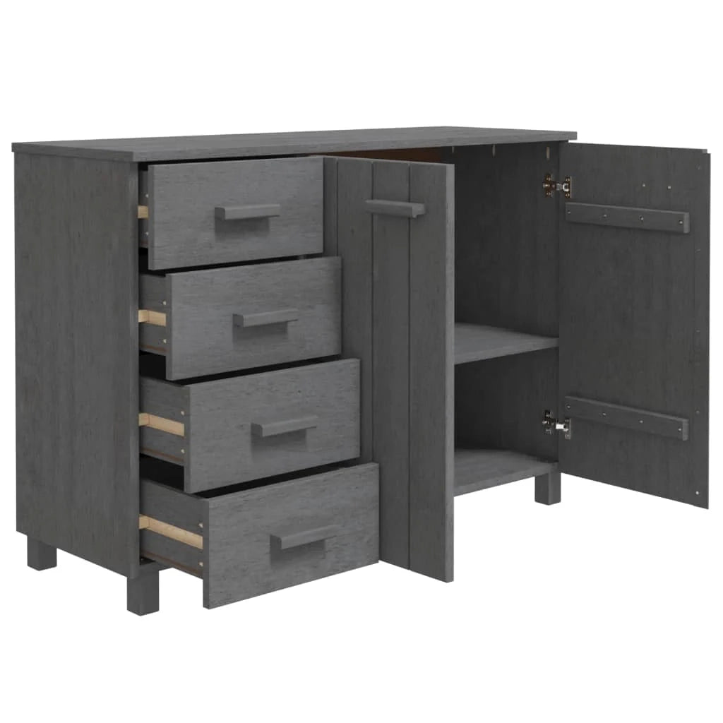 Credenza buffet cassettiera mobile contenitore organizer cucina soggiorno scuro 113 x 40 x 80 cm legno massello di pino grigio 02_0032164