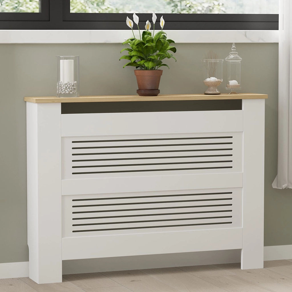 Mobile radiatore in legno "Termora" 112 x 19 x 82 cm - Rovere zaffiro