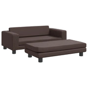 Divano | Divano da soggiorno | Sofa Bambini con Poggiapiedi Marrone 100x50x30 cm Similpelle