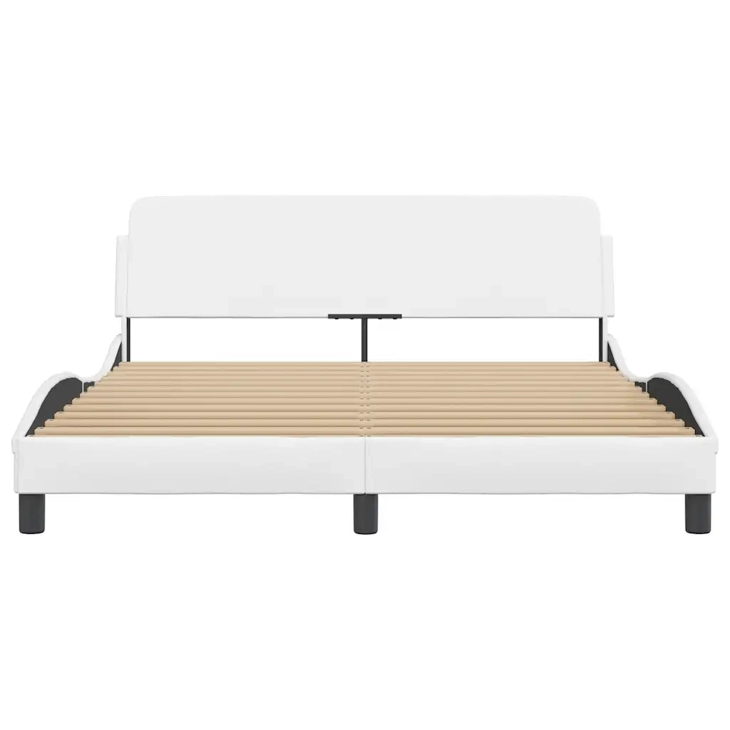 Giroletto con Testiera Bianco 160x200 cm in Similpelle