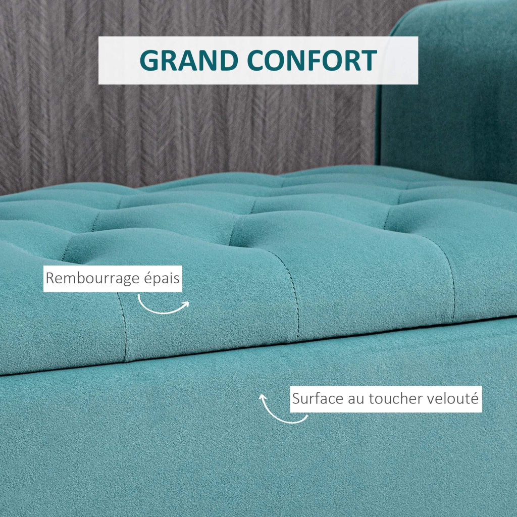Pouf contenitore testiera imbottito in velluto verde ¨C zephmum ¨C 126x48.5x57