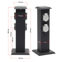 Colonna multipresa da giardino con 4 prese metallo Palo presa multipla esterno