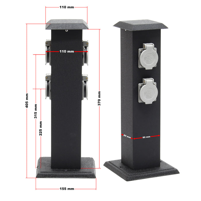 Colonna multipresa da giardino con 4 prese metallo Palo presa multipla esterno
