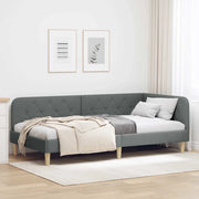 Cornice del letto ad angolo Grigio scuro 100 x 200 cm Tessuto 42016578