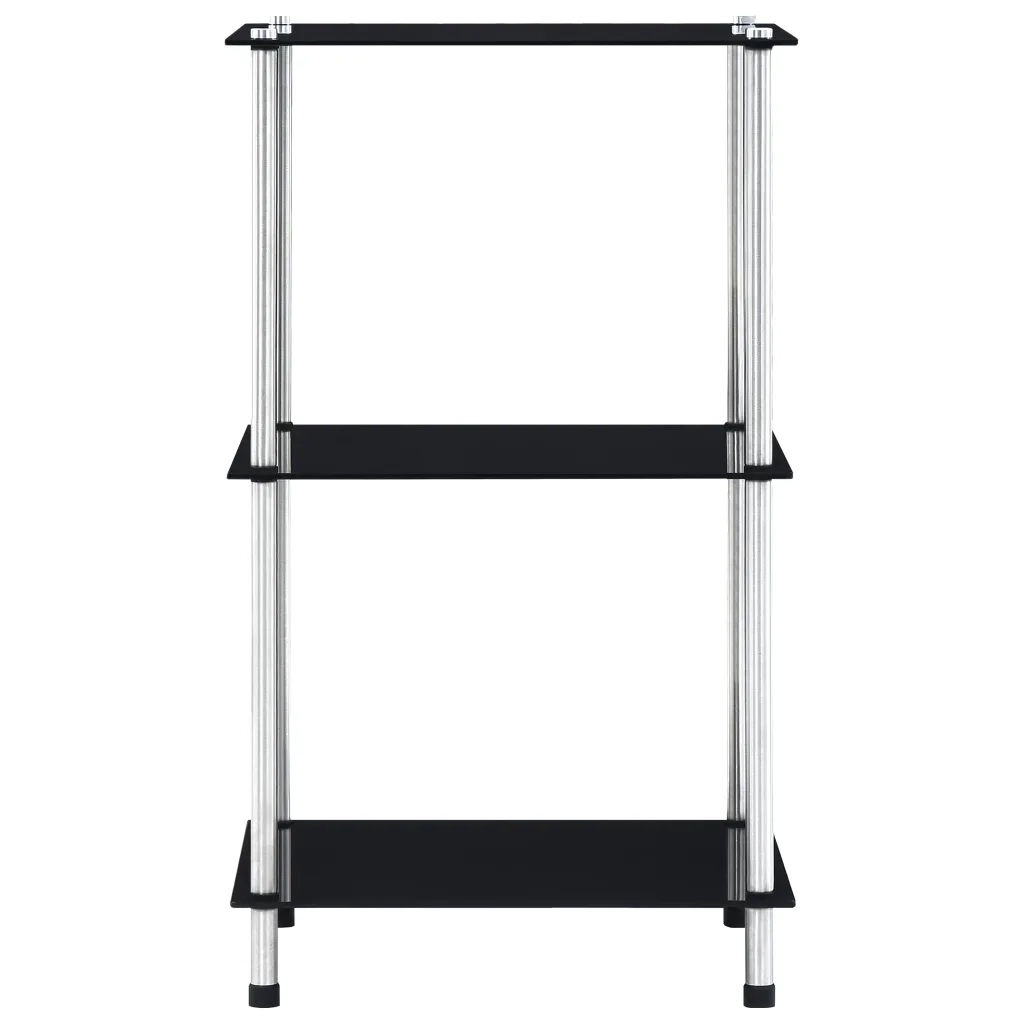 Scaffale a 3 Livelli Nero 40x40x67 cm in Vetro Temperato 249509