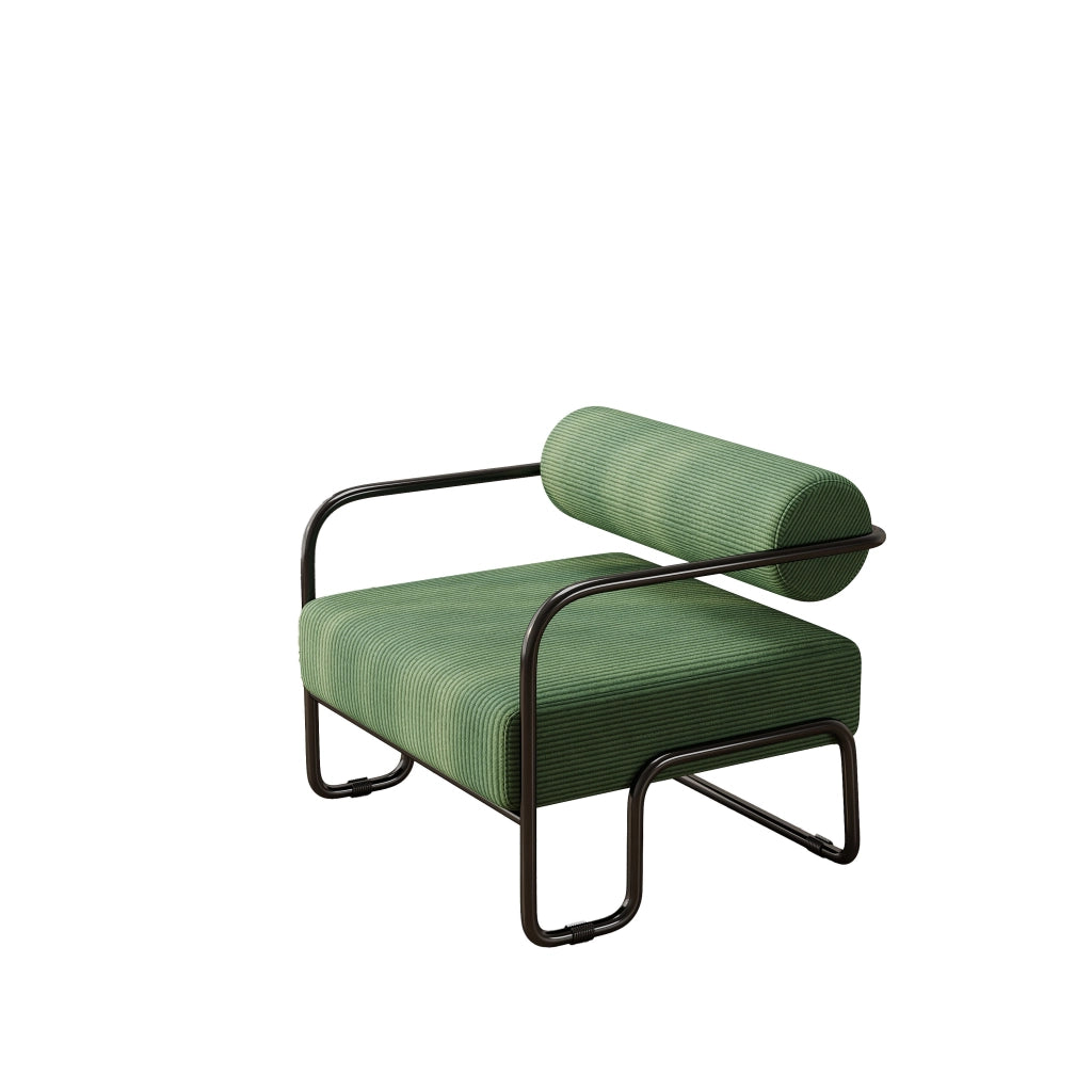 Poltrona Lounge Moderna ¨C MINIMAL ¨C Velluto a Coste, Struttura in Metallo Nero