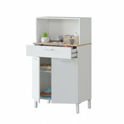 Armadio multiuso Asaro, Credenza da cucina a 2 ante, Mobile ausiliario multiuso, Armadio moderno, cm 72x4h126, Bianco e Rovere