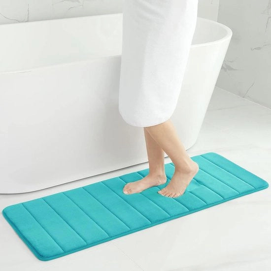 Pavimento antiscivolo - 40 x 120 cm - pelliccia - schiuma leggera - moderatamente densa - assorbente - antiscivolo - lavabile - Colore: verde di lepre