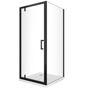 Box Doccia Con Parete Fissa Laterale e Porta Rototraslante Con Perni Asimmetrici Vetro 8 MM H 200 nero opaco 70 (68-70) FISSA x PORTA 110 (107-110)