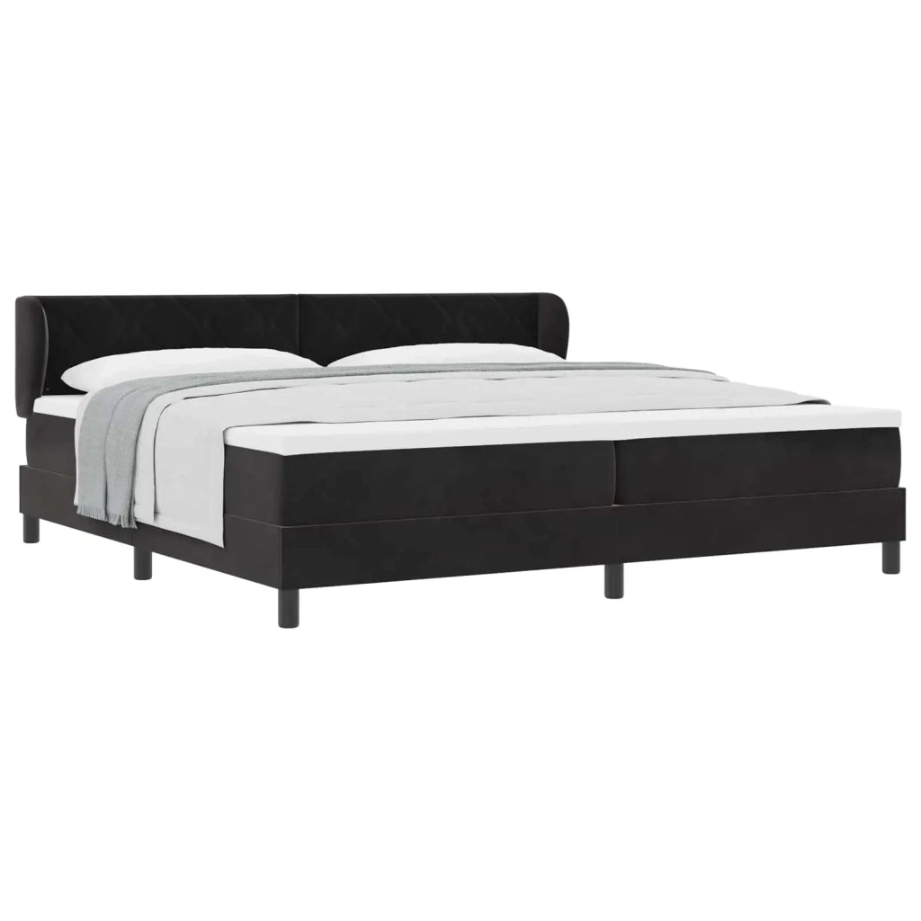 Letto a molle con materasso Nero 200 x 200 cm Velluto 3340462