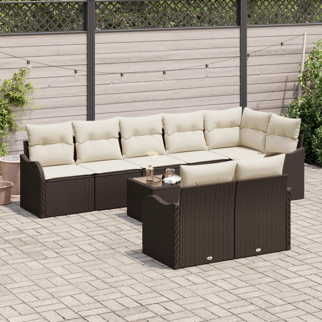 Set divani giardino 8 pezzi con cuscini grigi polyrattan
