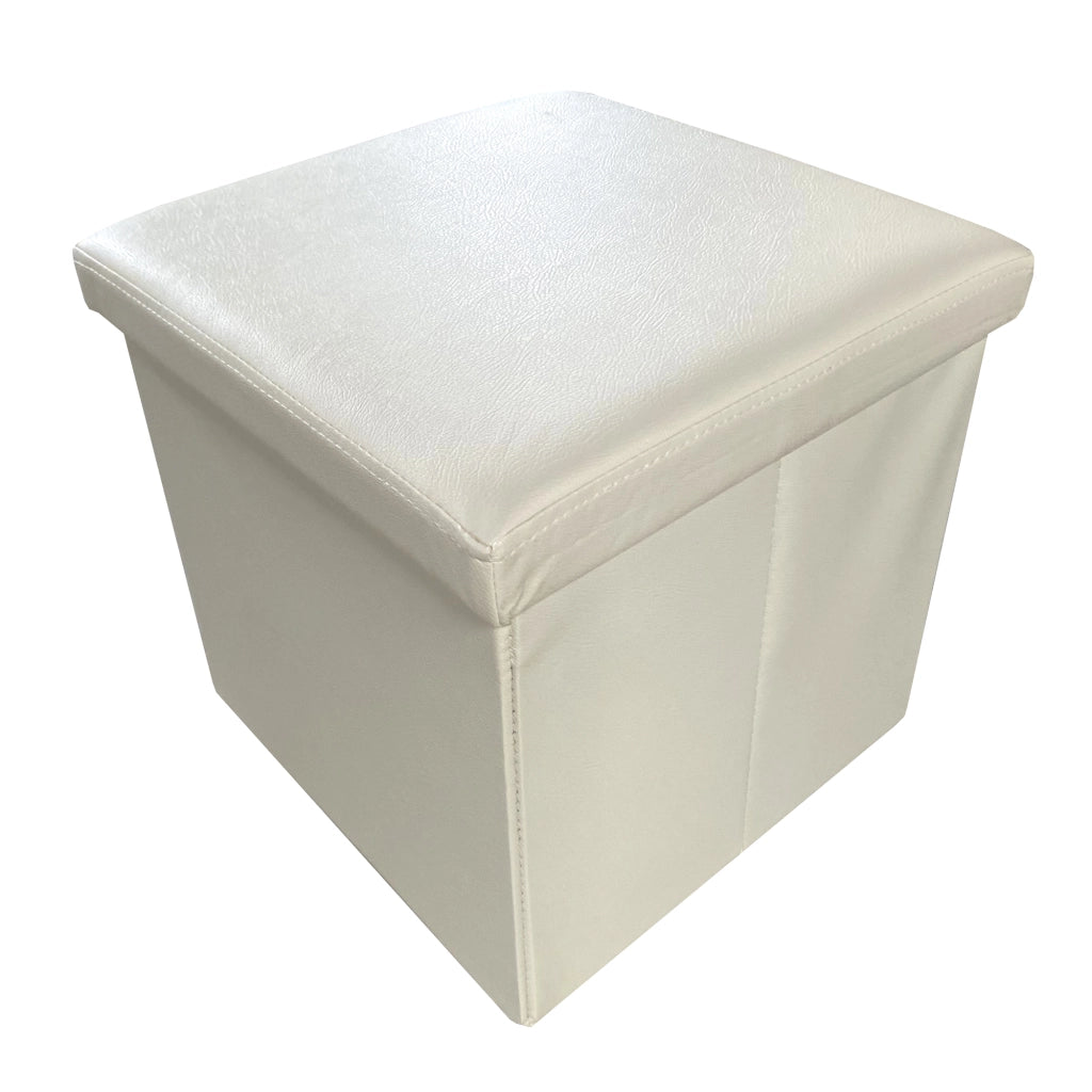 Puff Ottomano Quadrato Portaoggetti Pieghevole in Similpelle 38x38x38cm | Nyana Casa | Stile ottomano | Similpelle resistente | Nero, grigio e beige