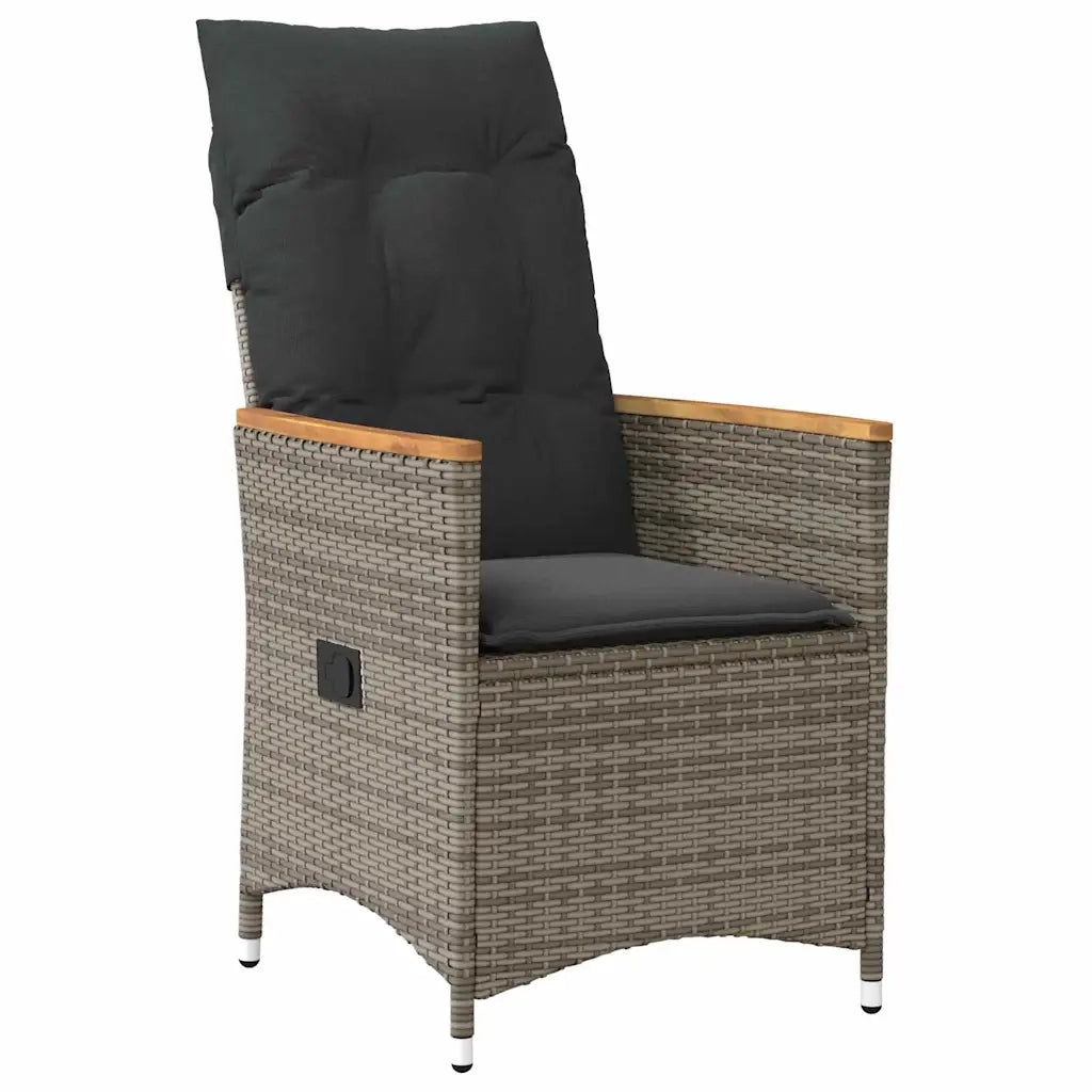 Set da Pranzo per Giardino con cuscino 3 pcs Grigio polyrattan