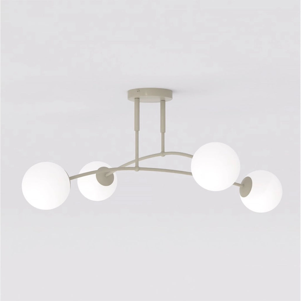 Lampada a sospensione PREGOS in acciaio beige e vetro opalino