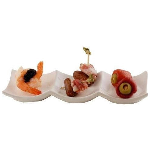 Piatto 3 Sezioni in Porcellana Bianco Scodella per Sushi Spuntino Antipasto