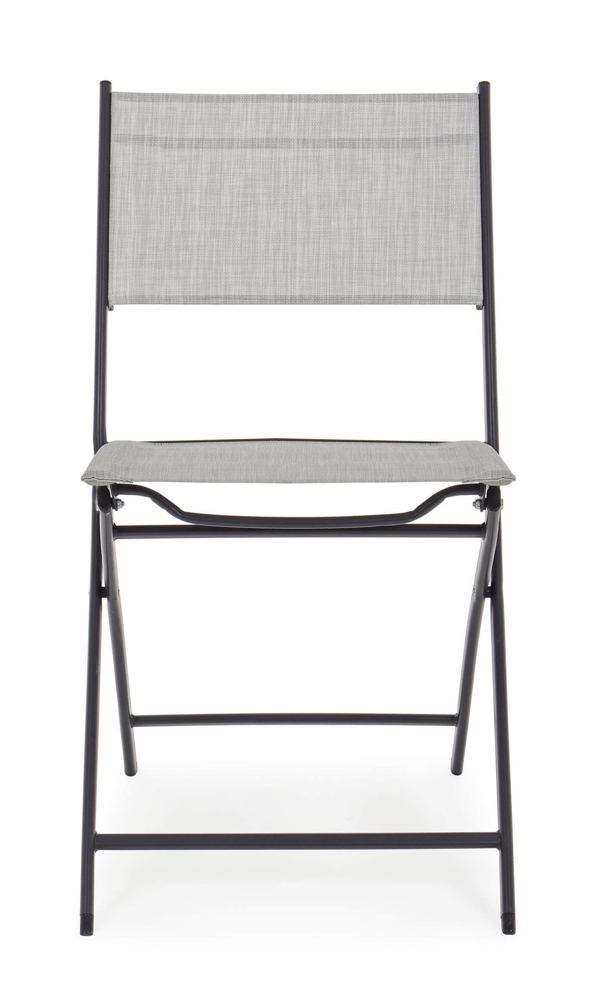 Set 4 Sedie da Giardino 46x58x80 cm in Acciaio e Textilene Martinez Grigio Chiaro