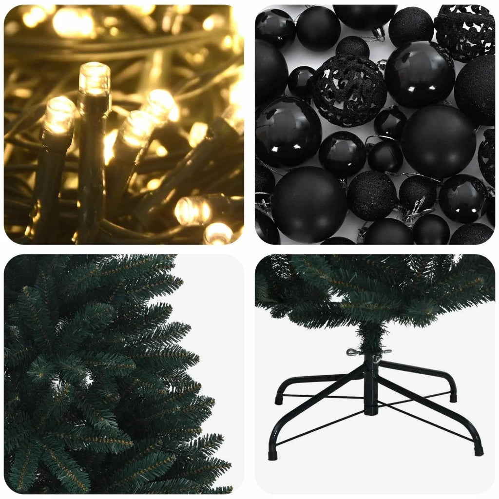 Albero di Natale artificiale verde scuro con palline 270 cm 3467337