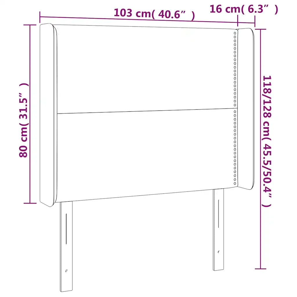 Testiera a LED Blu Scuro 103x16x118/128 cm in Velluto 3123954