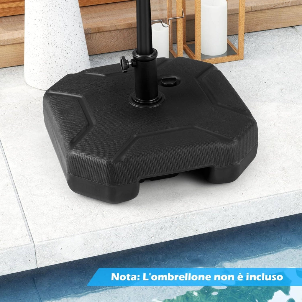 Base per Ombrello Riempibile, Base per Ombrello Pesante 17,5 Litri / 30 kg Riempibile con Acqua o Sabbia, per Poli da Ombrello da 38/48mm, Supporto per Ombrello Giardino Piscina
