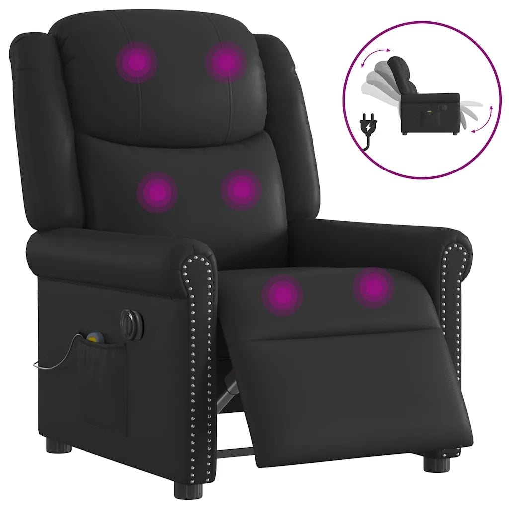 Poltrona Massaggiante Reclinabile Elettrica Nero Similpelle 3303416