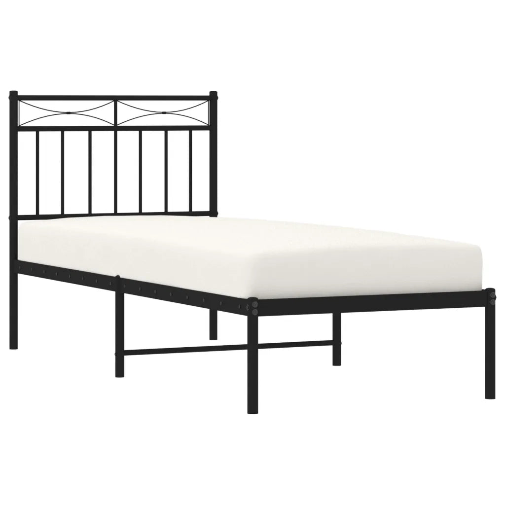 Giroletto con Testiera-Struttura Letto con testiera in Metallo Nero 80x200 cm 556909