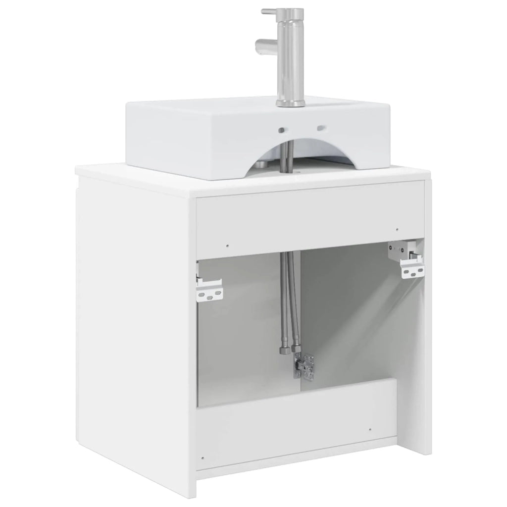 Mobile Lavabo da Parete Bianco Lucido 49,5 x 41 x 62,5 cm 890416