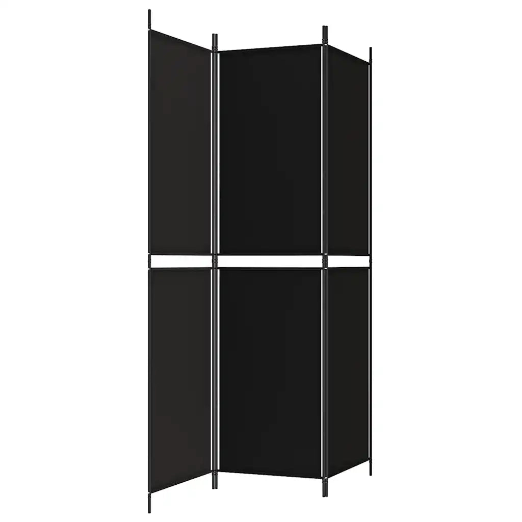 Divisorio Ambienti | Divider per stanze | Paravento a 3 Pannelli Nero 150x200 cm in Tessuto