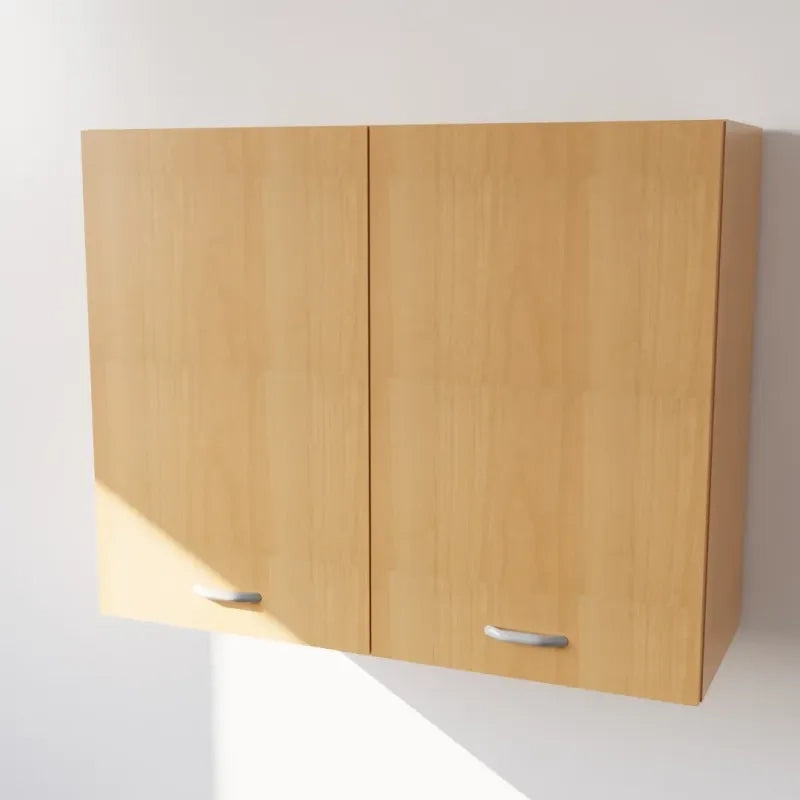 Pensile Cucina  in Legno Nobilitato Faggio, Mobile Alto con 2 Ante, Pensile Componibile Moderno Made in Italy (H72XL80XP33cm)