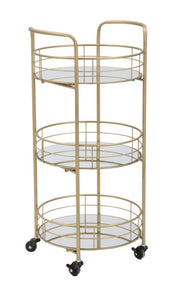 Carrello simmetrico rotondo in metallo dorato Ø cm 38x77,5