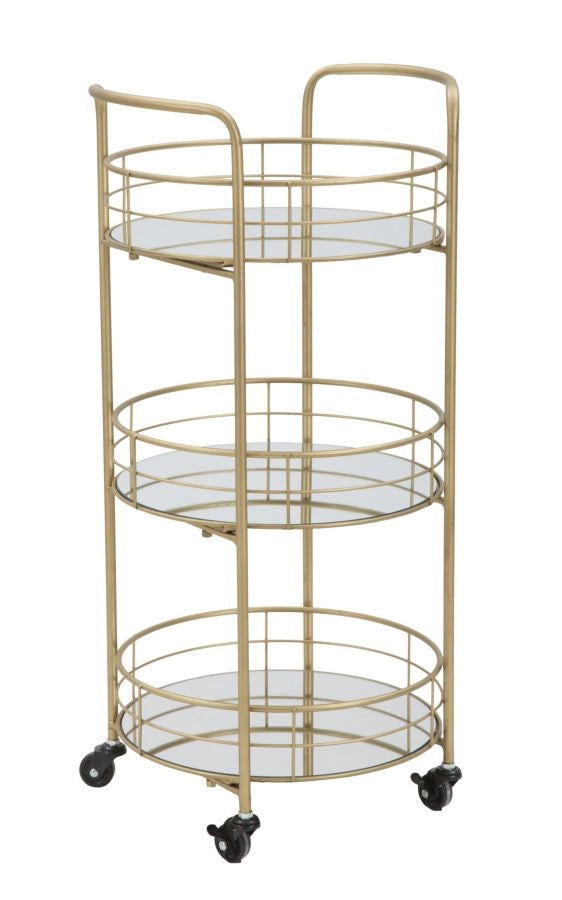 Carrello simmetrico rotondo in metallo dorato Ø cm 38x77,5