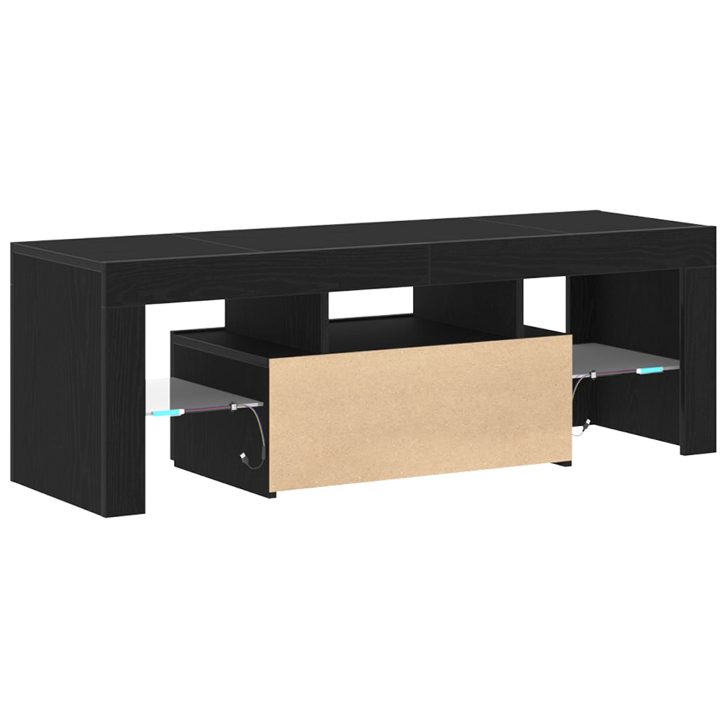 Mobile TV  con luci LED - Nero Rovere 120x35x40 cm