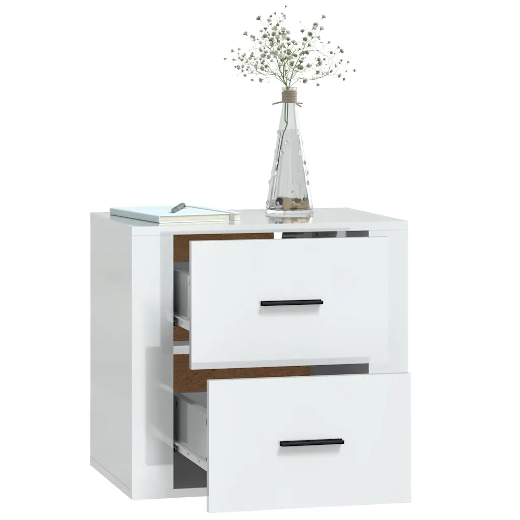 Comodino a Muro Bianco Lucido 50x36x47 cm 816858
