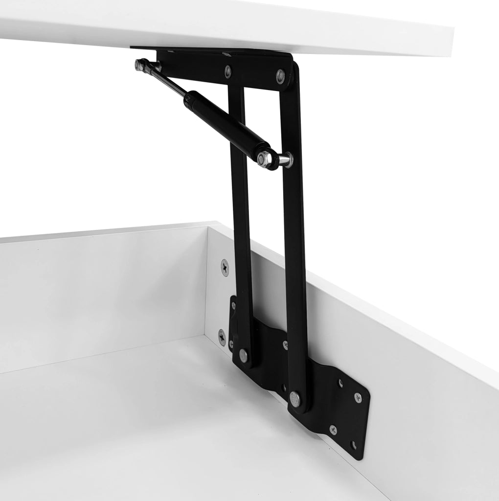 Tavolino da caffè idraulico bianco con LED, 2 cassetti, 100x50 cm