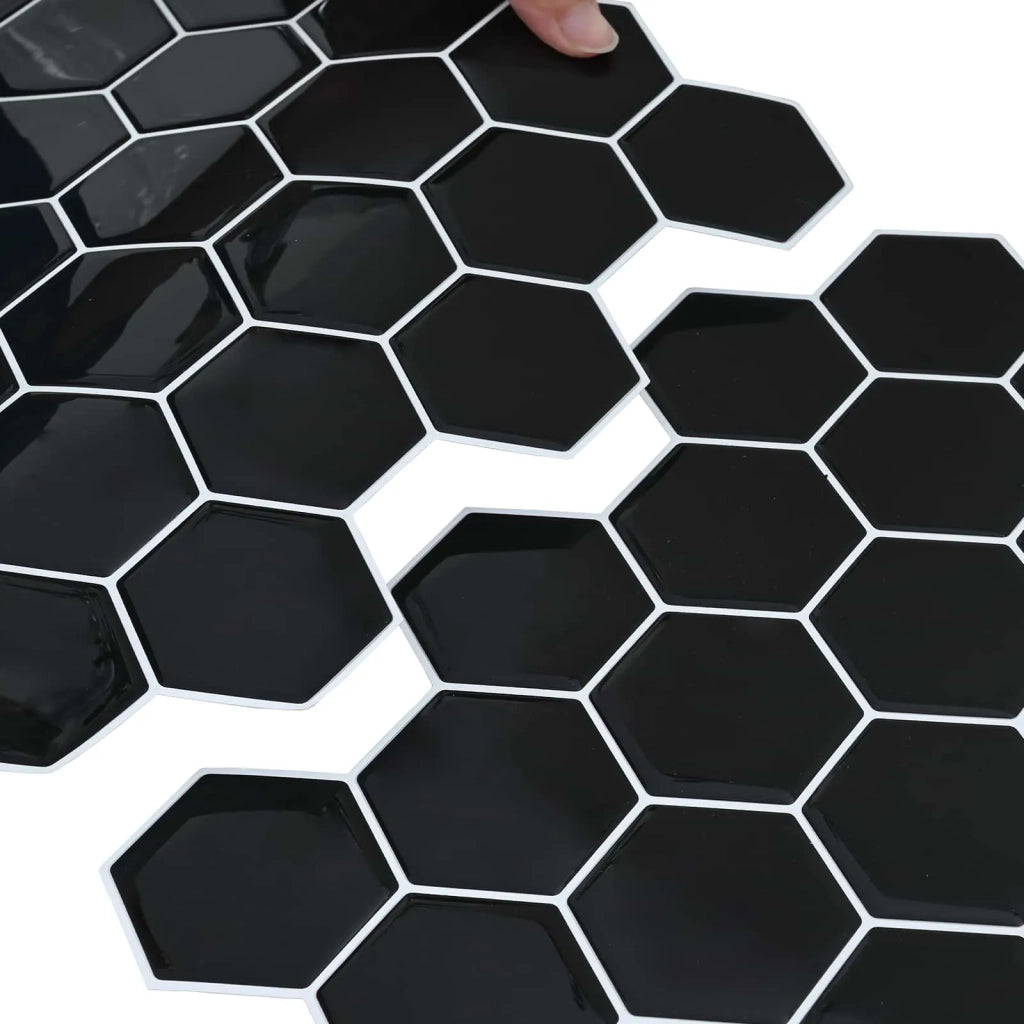 Piastrella Esagonale 20 pcs Nero 30 x 30 cm Poliuretano e PET 42046232
