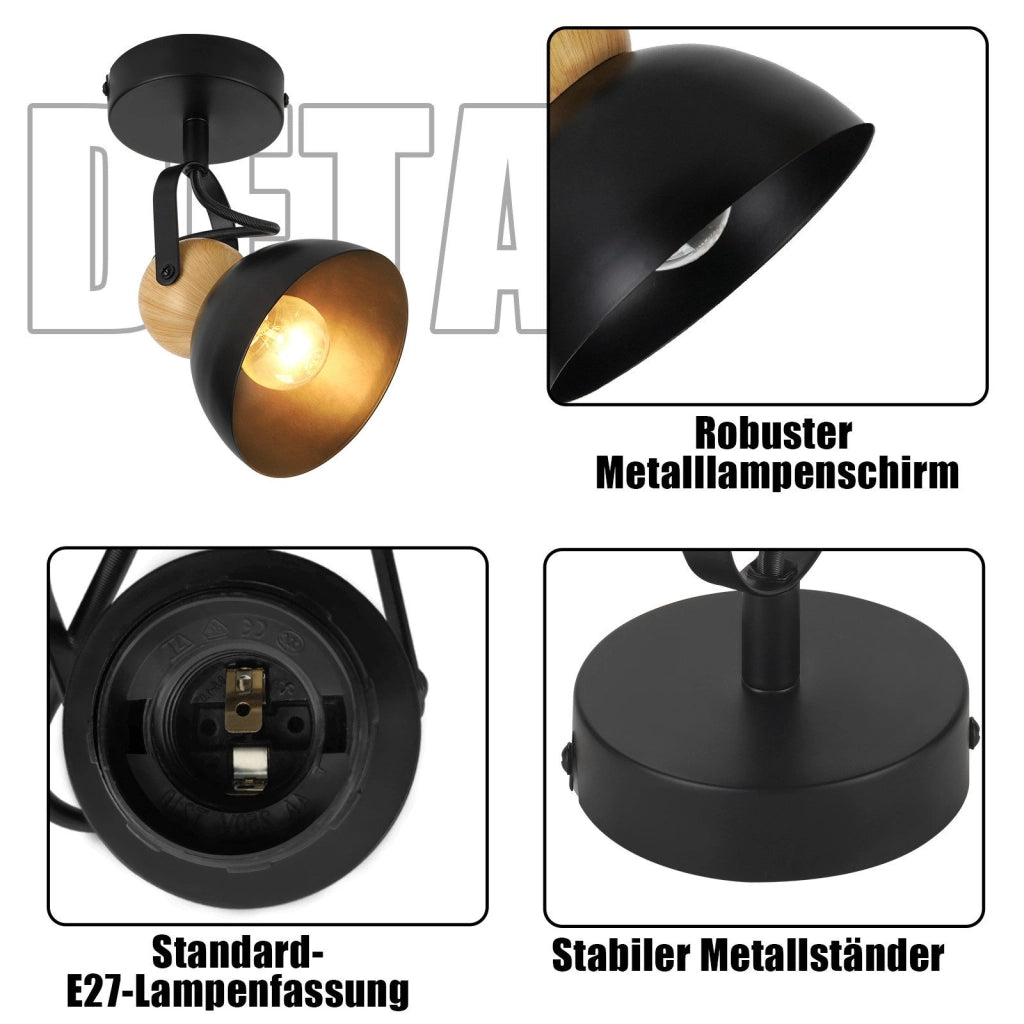 ZMH Faretto da soffitto 1 fiamma retro E27 industriali per corridoio cucina