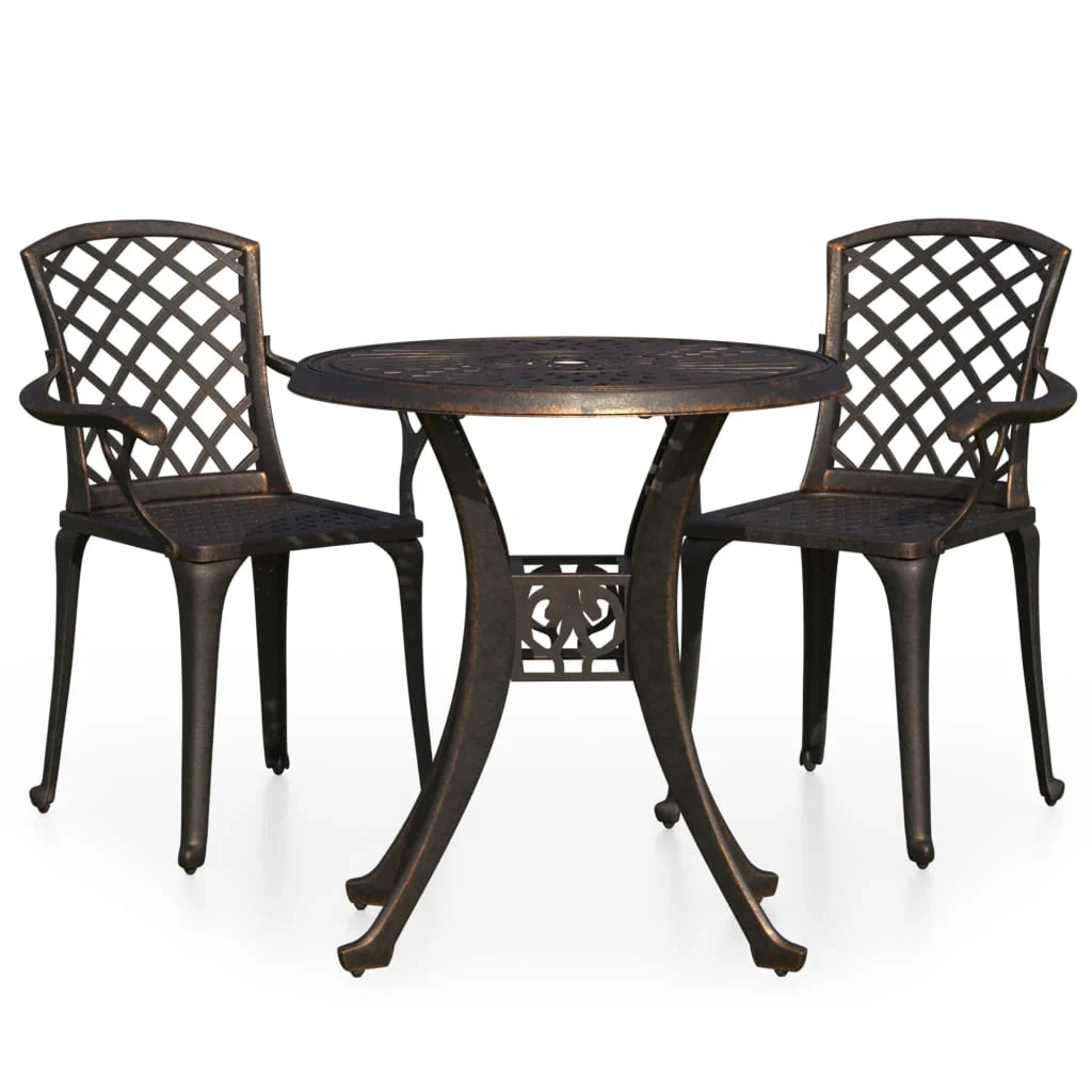Set da bistrot in alluminio pressofuso color bronzo 3 pezzi per mobili da giardino e da terrazza 02_0013507