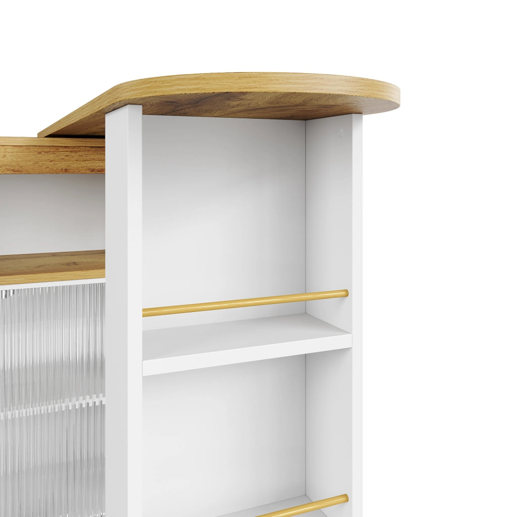 Tavolo Bar Allungabile con Vano Contenitore e LED ¨C MINIMAL ¨C Bianco, 138-204x39x105 cm