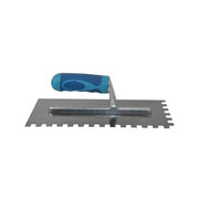 Frattazzo in acciaio con manico in gomma dentato cm 12x28