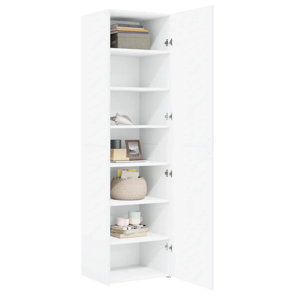 Credenza-Buffet-Armadio da cucina Bianca 50x42,5x185 cm in Legno Multistrato