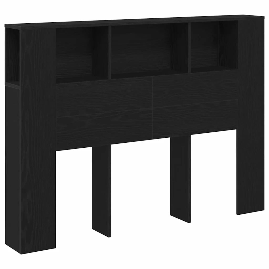 Testata del letto-Testiera con Contenitore Rovere Nero 140 x 19 x 104,5 cm