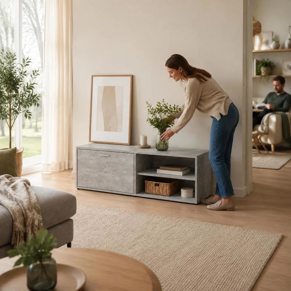 TV Cabinet Concrete Grey 120x34x37 Cm Wood-based Material